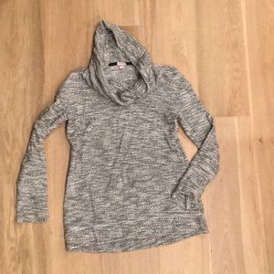 Black & White Tweed Cowl Sweatshirt